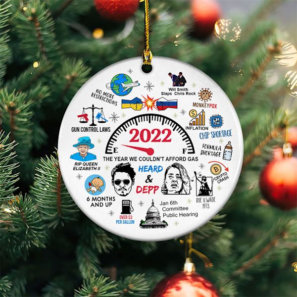 Rolig julgransprydnad av sammanfattningsmemorabilia år 2022 recension, runda hängande tillbehör, heminredningspresent