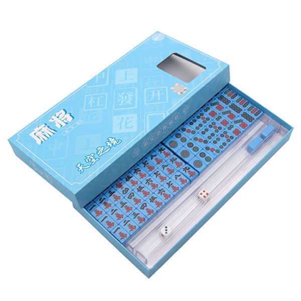 Liten bärbar mahjong för fest Fallbeständig brädspelsleksak för sovsal/hushåll Blue