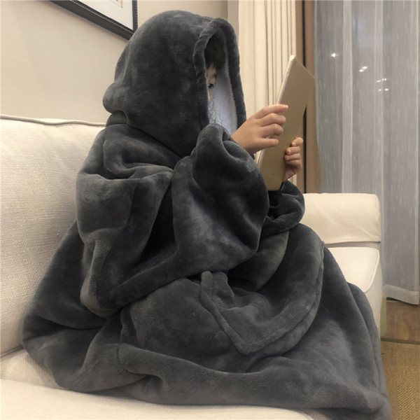 Varm tjock TV-ficka Huvfilt Vintersoffa Filtar Flanell Fleece Unisex All Adult Codes Are Navy Blue