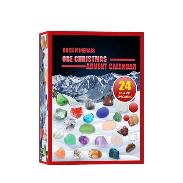 Julnedräkningskalender Presentbox Adventskalender Kristall Mineral Gem Leksaker Bra present för barn 1