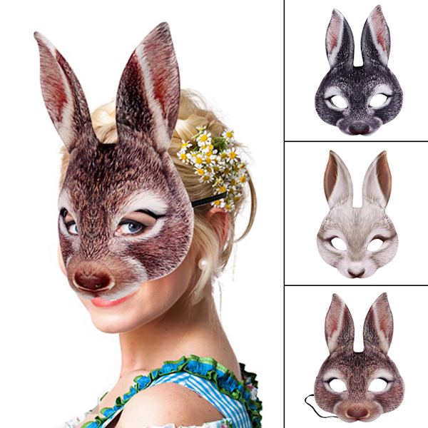 Halloween påsk Dressup Party Maskerad Kanin Mask Djur Mask Tecknad Mask White Rabbit One Size