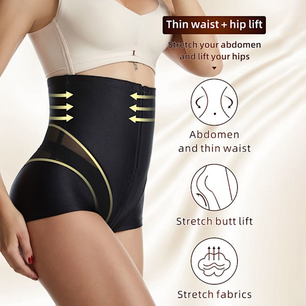 Kvinnor Shapewear High Waist Postpartum Slips Magekontroll Kompressionstrosor Black M