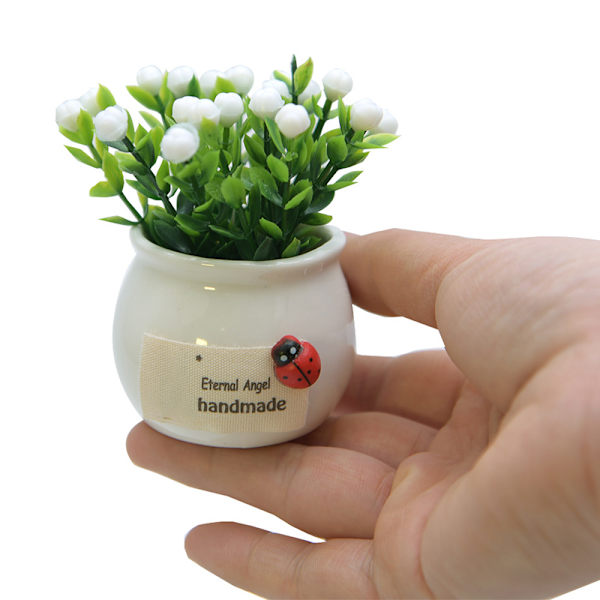 1 st Konstgjorda minikrukväxter Heminredning Lucky Fruit Bonsai Krukblommor Rice Cracker White