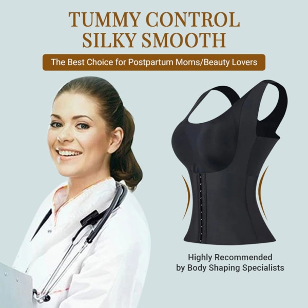 Kvinnor Andas Shapewear 4 i 1 främre spänne bröststöd bröststöd väst Black L