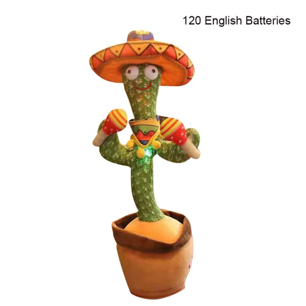 Elektrisk kaktus plyschleksak Supersöt Pratar Inspelning Dans Kaktus Nyhet Presenter för barn 120 English Batteries Mexico   Sand Hammer