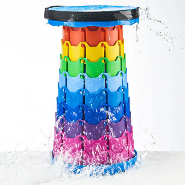 Bärbar Teleskopisk Fällbar Pall Lätt Bärbar Stol För Utomhuscamping RGB Blue