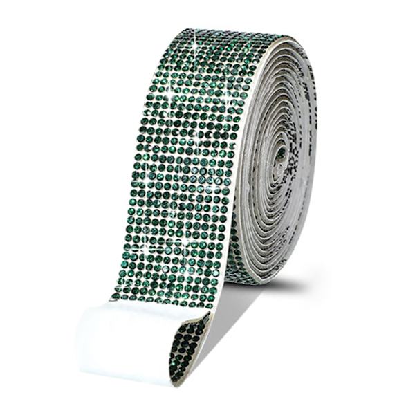 DIY Rhinestone självhäftande band Lätt att använda Kristaller Dekorationsremsor för hantverk dark green 12 Rows