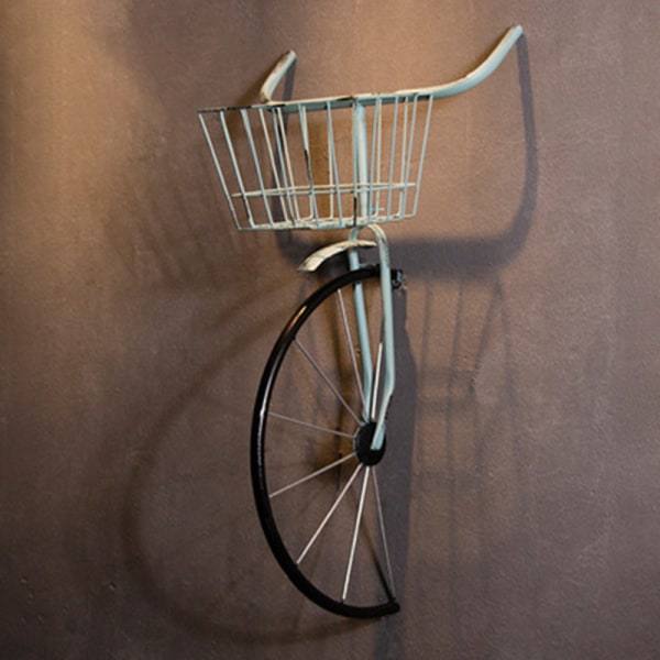 Retro cykeldekor med korg Väggmonterad design Hållbar Långvarig Lätt att använda för hemkaffe Blue