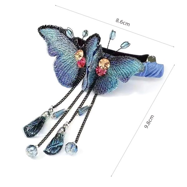 Temperament Butterfly Rhinestone Tofs Hårklämma Elegant Utsökt hårnål Purple