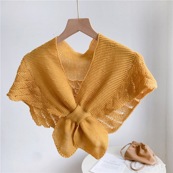 Mode Fishtail Mönster Liten Sjal Casual Bekväma Kläder För Kvinnor Flickor Kvinna Yellow