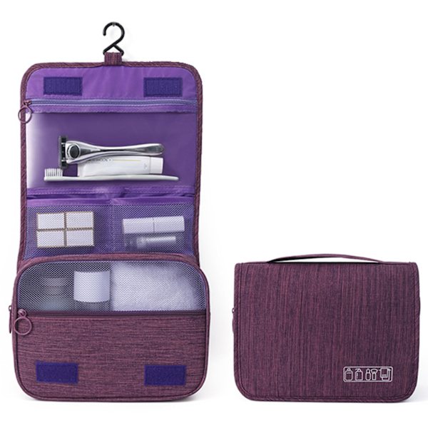 Terylenes Travel Toalett Förvaringspaket Torr Våt Klassificering Reseförvaringsväska för utomhusbruk Purple