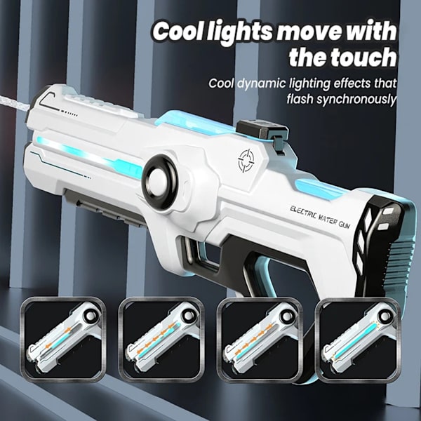 Automatisk sugvattenpistol leksak bärbar starkaste vattenkamp leksaker med färgglatt ljus för barn White with Light