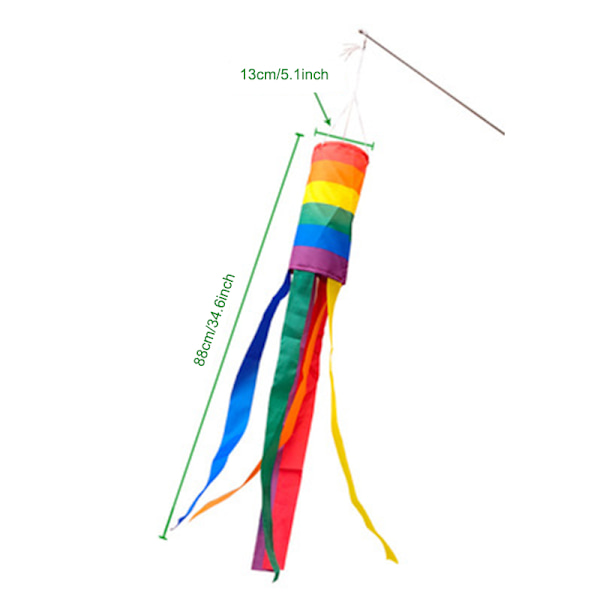 Rainbow Windsock Flagga Utomhus innergård Screentryck Flagga Hållbar och intressant utomhusdekoration Wind Flag