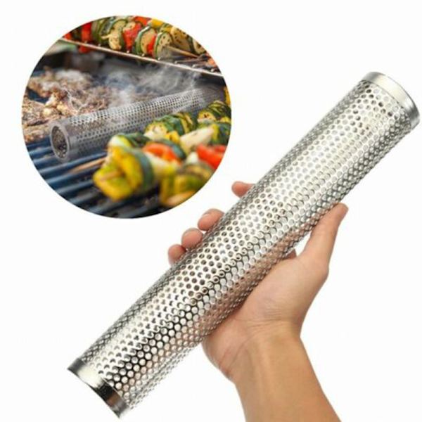 BBQ Grill Rostfritt Stål Rökrör Träpellets Kallrökarlåda Grilltillbehör 6 tum/12 tum Triangle 12inch