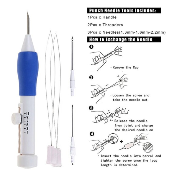 Broderisats Broderimönster Punch Needle Kit Punch Needle Set Korsstygnsverktyg för gör-det-själv-sömnad AC171-S