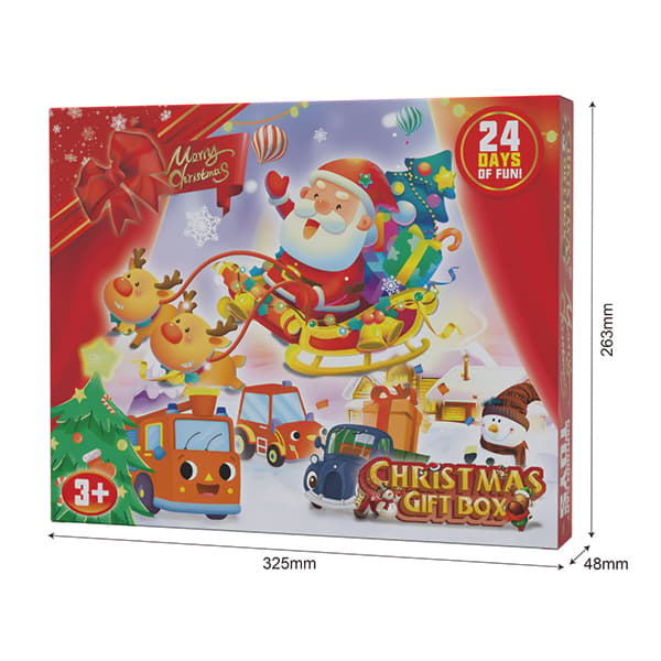 Jul adventskalenderlåda Julnedräkningskalender Billeksak Presentask för barn Barn Pull Back Car