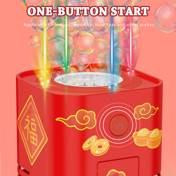 Firework Bubble Machine 12-håls Firework Bubble Maker Bubbleblåsare med stor kapacitet med färgglatt ljus för barn