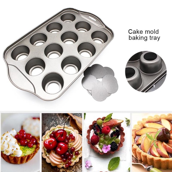 12 Mini tårtbricka Cheesecake Cup Non Stick Muffin Cupcake Bakform