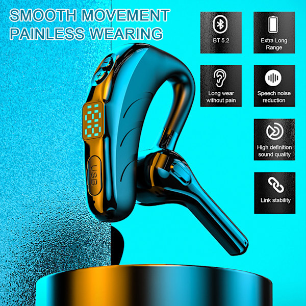 Business Bluetooth-kompatibelt headset Brusreducering Bärbar hörlur för hemmagym Red