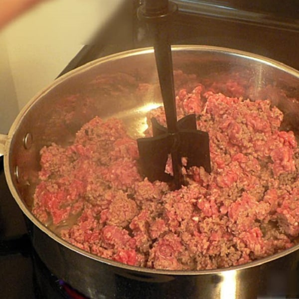Hamburger Kötthacker Värmebeständig ABS Nonstick Beef Masher Hållbar fräs Black