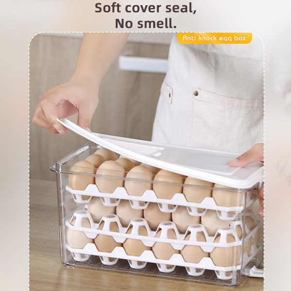 Äggförvaringsbehållare för kylskåpsdörr rymmer 10 räkningar Stor kapacitet Kylskåp Äggbehållare Kökstillbehör 3 Rows Of 3 Pieces 18 Eggs
