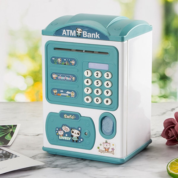 Simulering Fingeravtryck Lösenord Piggys Bank Snygg lättviktsmyntbank för myntsnacks Pengar Blue