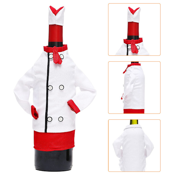 Christmas Wine Bottle Cover Creative Chef Kläder Hatt Bottle Topper Dekoration Button