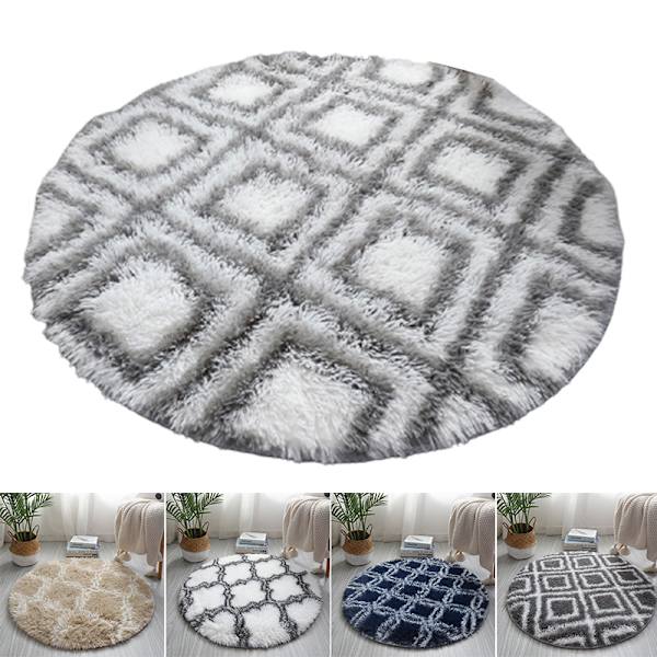 Enkel rund matta Mjuk Bekväm filt Absorberande halkfri matta För Hem Vardagsrum Sovrum Grey Square Small