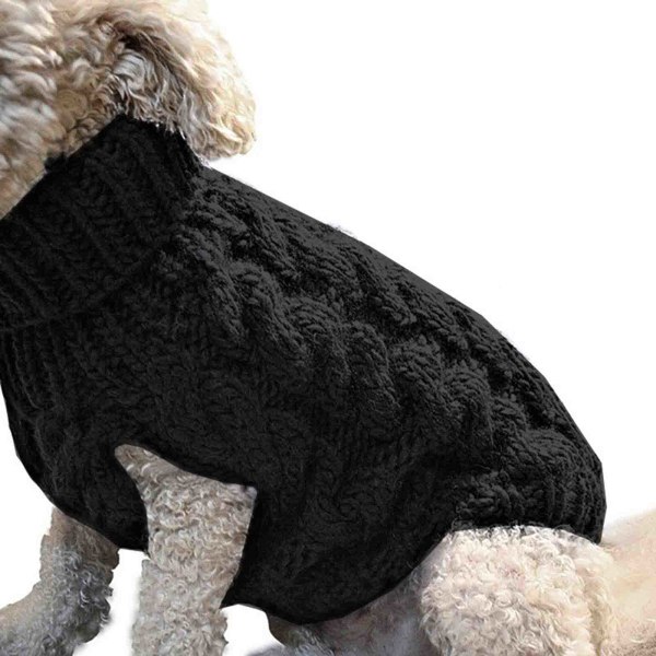 Enkel varm katt hundtröja turtleneck stickad husdjurskostym höst vinterkläder Beige M
