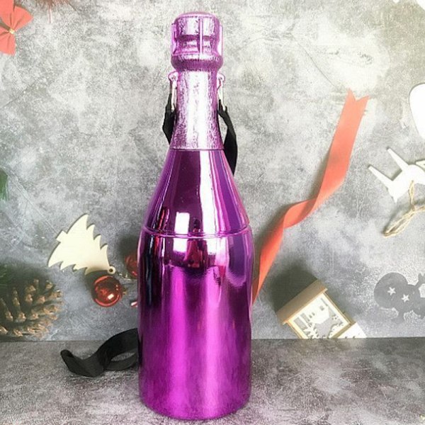 Champagne Spargris Multifunktionell vinflaska formad penninglåda förvaringslåda Kreativ prydnad med axelrem Red