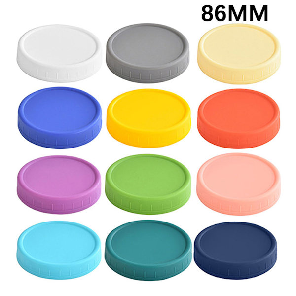 12 st Färgade Plastburkslock 86mm/70mm Flerfunktions Återanvändbara Konserveringsburkslock För Kök 86mm