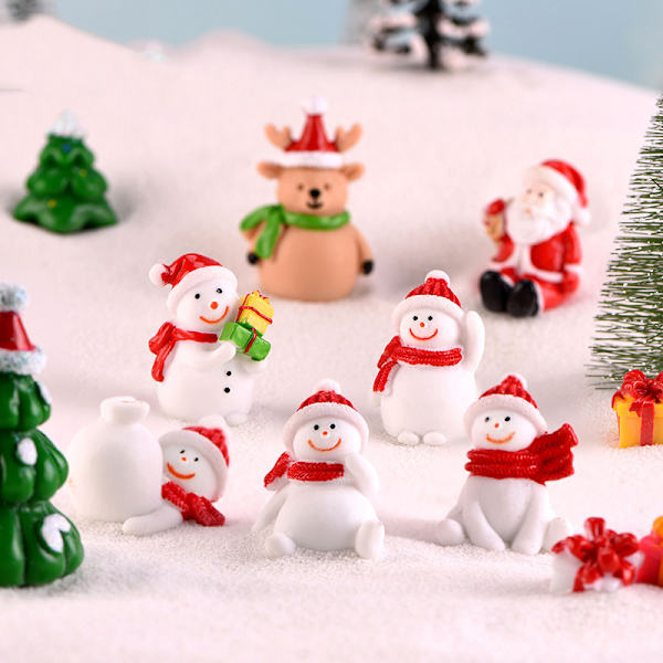 Jultema DIY Mini Miniatyrfigur Trädgårdsinredning Jultomten Snögubbe Mikrolandskap för juldekoration Santa Claus Number 14