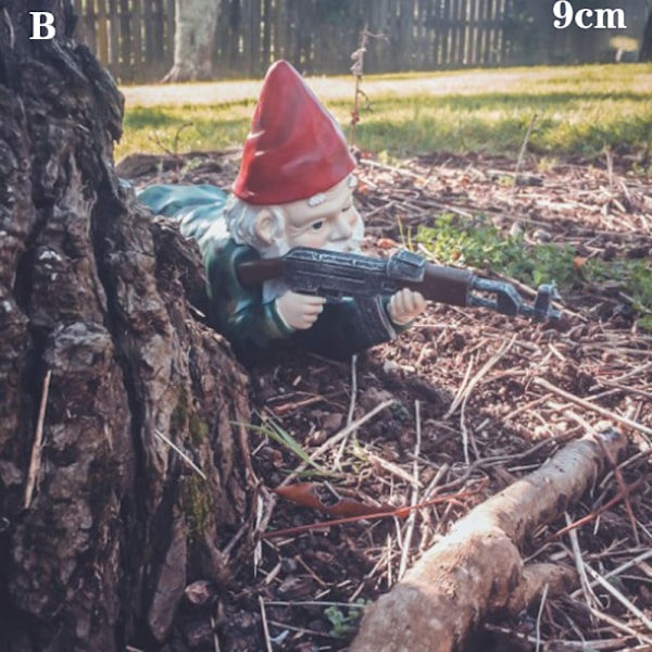 Army Garden Dwarf Julträdgårdsstaty Gräsmattdekoration Använd hartshantverk för juldekoration inomhus eller utomhus 9cm B