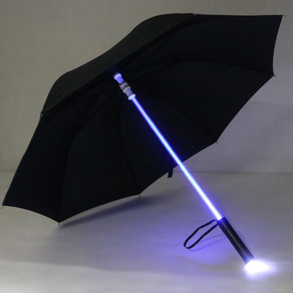 LED Paraply Lightsaber Light Up Paraply 7 färgskiftande golfparaplyer vindtät Black