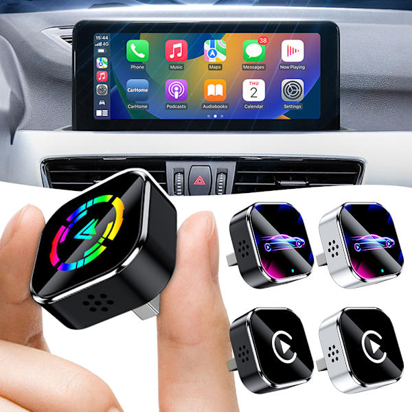 Trådløs CarPlay & Android Auto Adapter – 2-i-1 Trådløs Adapter til iPhone & Android – Hurtig & Stabil Forbindelse for Problemfri Bilintegration D