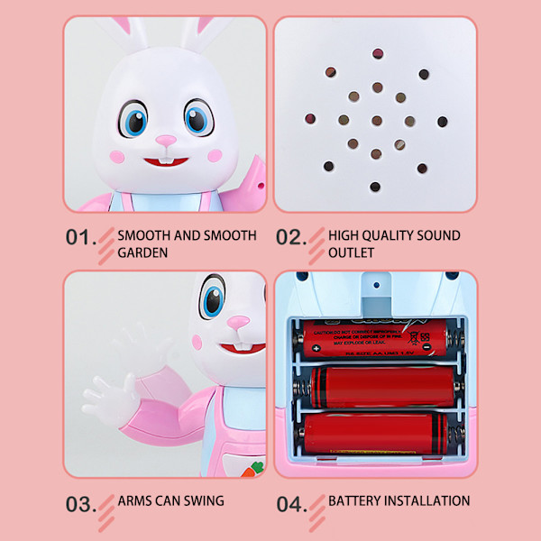 LED slår trummor Bunny Toys Ljudbar splittringsbeständig dans liten leksak för barn Drumming