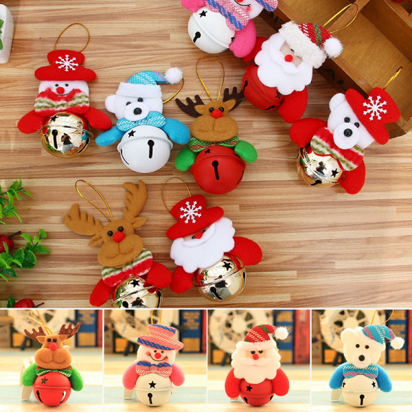 Julgransdekorationer Bell Pendant Old Man Snowman Deer Doll Holding Bell Juldekor Xmas Gift