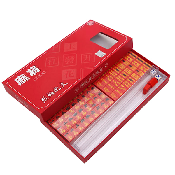 Liten bärbar mahjong för fest Fallbeständig brädspelsleksak för sovsal/hushåll Red