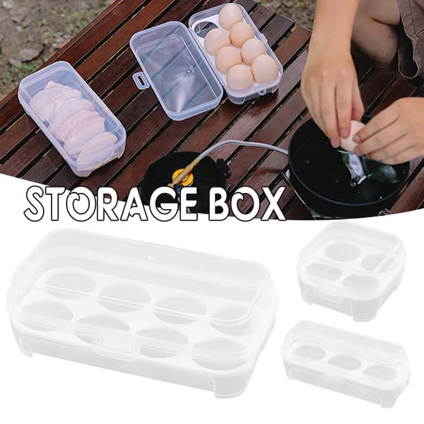 3/4/8 Grid Äggförvaringslåda med äggbricka Bärbar Stötsäker ägglåda för camping 3 Grids
