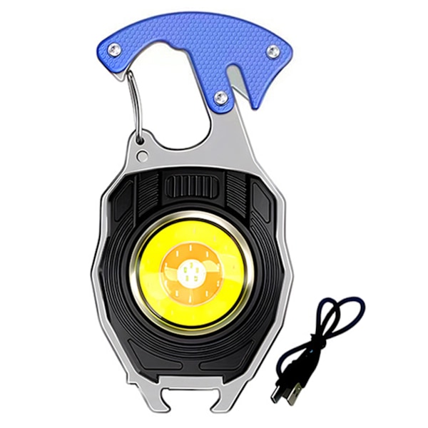 Cobs Avaimenperävalo Monitoiminen Mini LED Taskulamppu Hätävalo Pullonavaajalla Ulkoiluun ja Retkeilyyn Blue