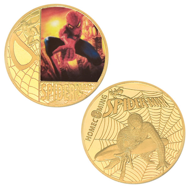 Spider-Man Coin Super Hero Jubileumsmynt Guldmetallmynt Souvenir för Samlare Fans Collection Five Combinations