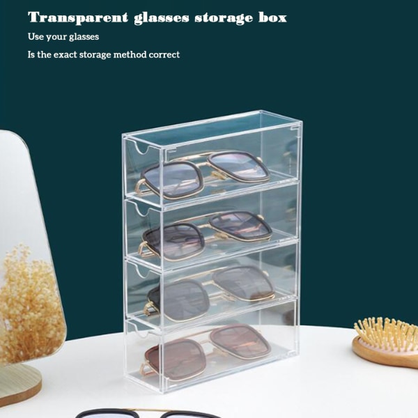 Akryl Material Glasögon Förvaringslåda Superposable Transparent Case för sovrum Four Layer