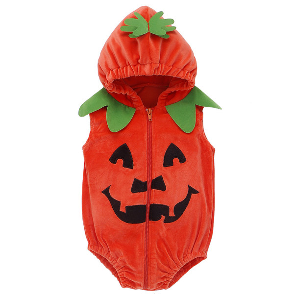 Halloween Pumpa Spädbarnsdräkt Ärmlös Dragkedja Rollspel Body För Pojkar Flickor 70cm