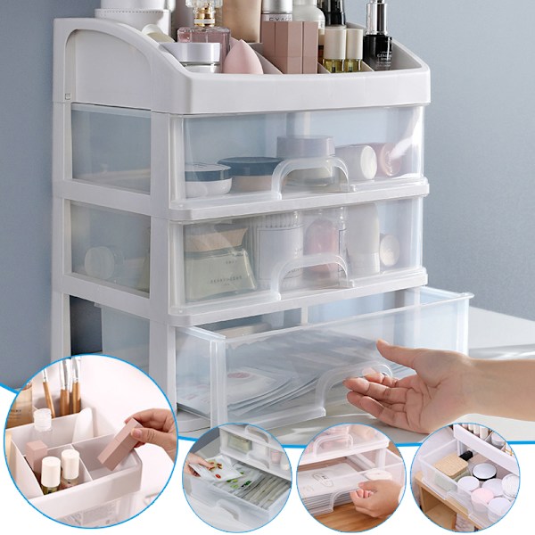Flerlagerslåda för förvaringslåda Dammtät smycken smink organizer Klar skrivbordslåda för DIY-verktyg Brevpapper 1