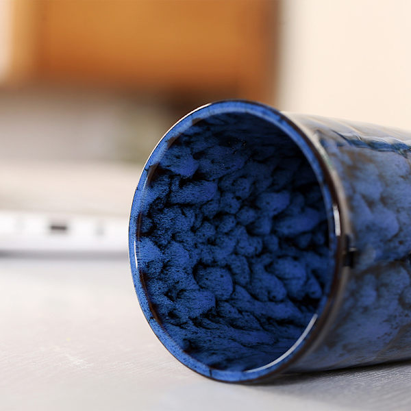 Keramisk mugg med silikonlock och hylsa Stor bärbar återanvändbar Bekväm och unik stil för vardagen Cyan