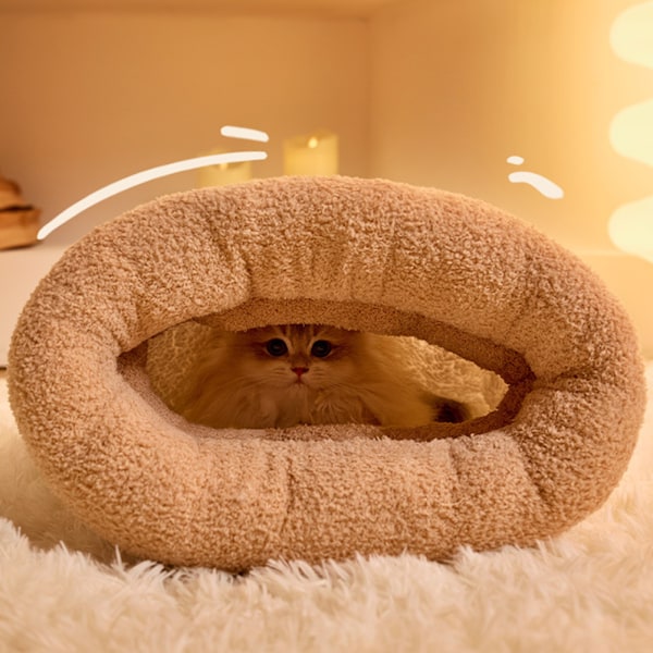 Vintersovsäck för Katt, Mysig Plush Varm Kattpåse Super Mjuk Tjock Husdjurs Skydd för inomhus Brown M
