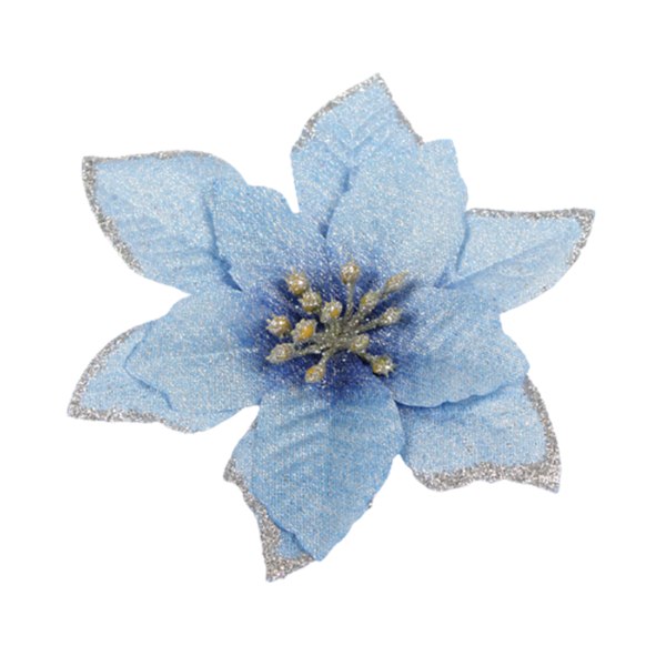 10st konstgjord julstjärna Blomma Jul Dekorativ Glitter Blomma Julgran Bröllopsdekoration Blue 10pcs