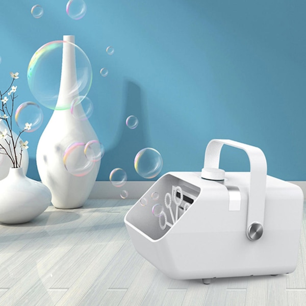 Helautomatisk bubbelmaskin Fläkt-typ enorm mängd bubbelblåsare för barn White