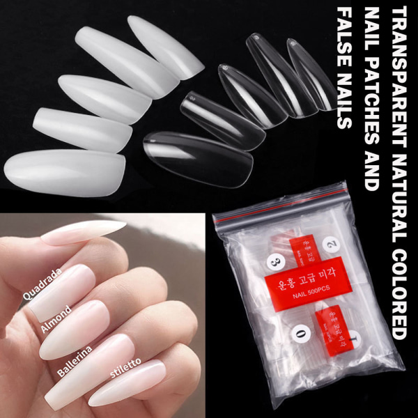 500 bitar Balett Nageltips Bit Set Mode Enkel Mjuk Nagellapp För Kvinnor Kvinna Gj0049 01