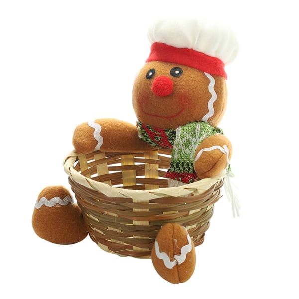 Julgodishållare Korg med plyschdocka Kreativ Festival Rottingfest Snack Fruktförvaringsbehållare Hemprydnad Gingerbread Man